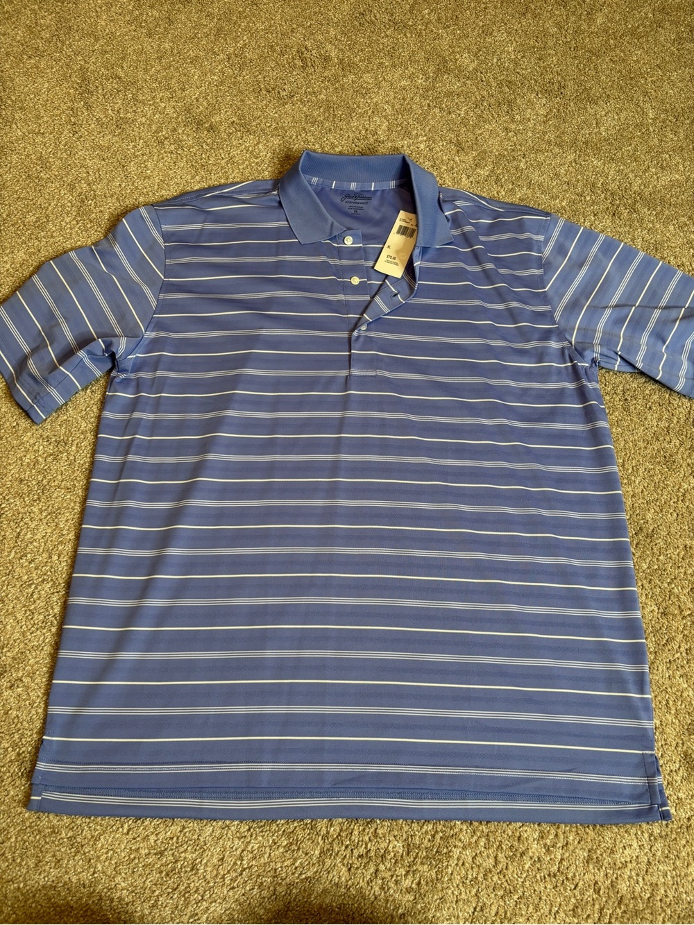 Men's Light Blue Striped Polo Shirt - Performance Casual